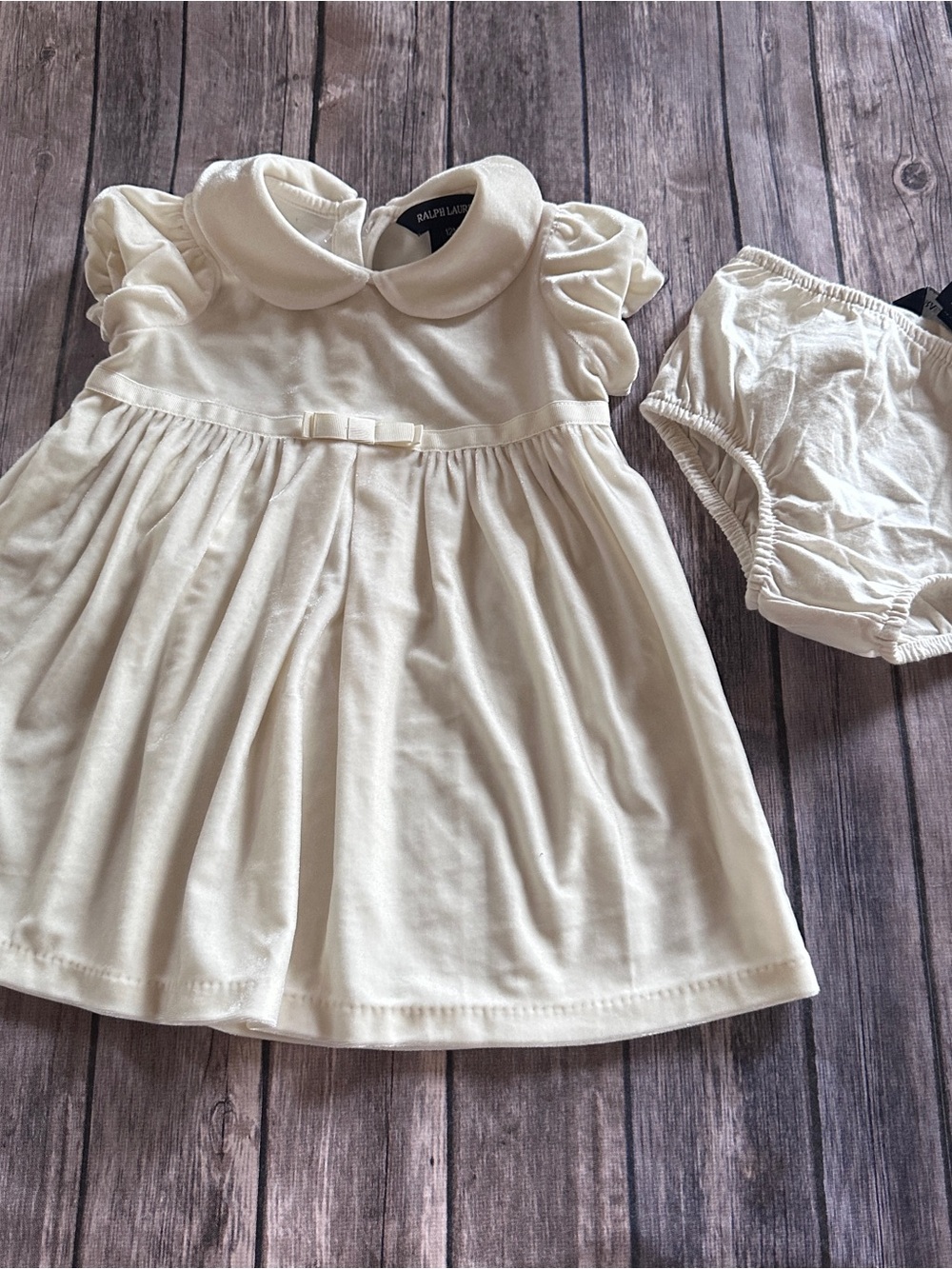 Ralph Lauren Ivory Baby Dress with Bloomer